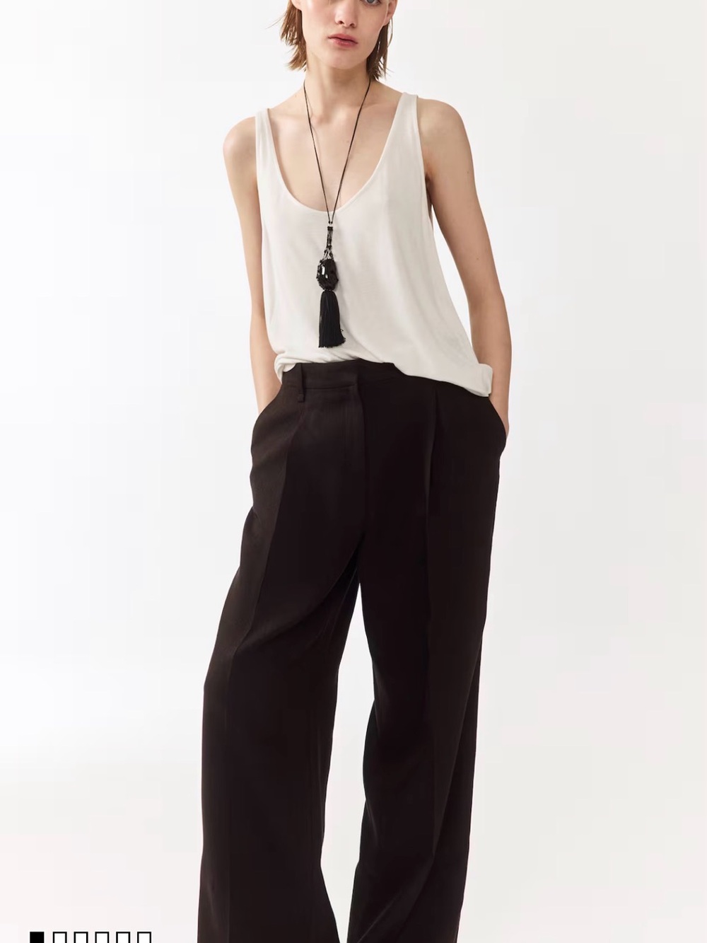 NWT Wide-Leg Dark Brown Linen Dress Trousers -  High-Rise Loose Fit Pants